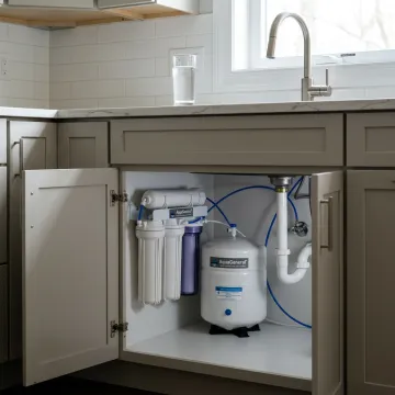 Reverse osmosis water filter in modern kitchen