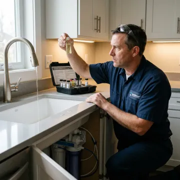 Licensed water treatment specialist testing water