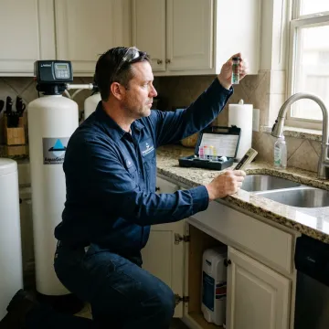 Onsite water treatment system service at a home
