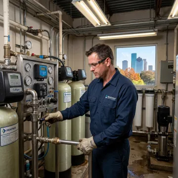 Commercial water treatment system servicing