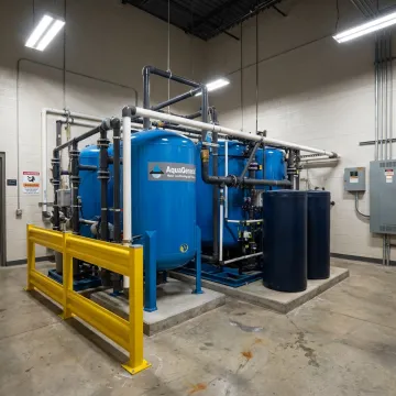 Commercial water softener system in a business facility
