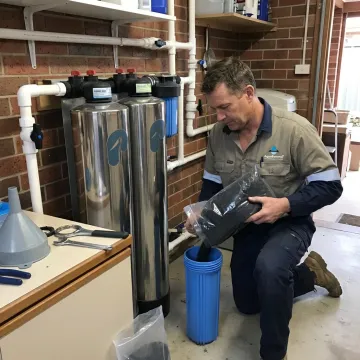 Water softener carbon filter replacement media service