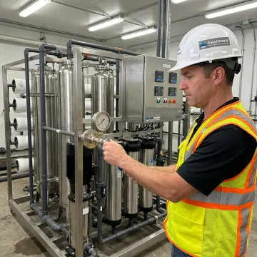 Industrial water treatment equipment inside a facility