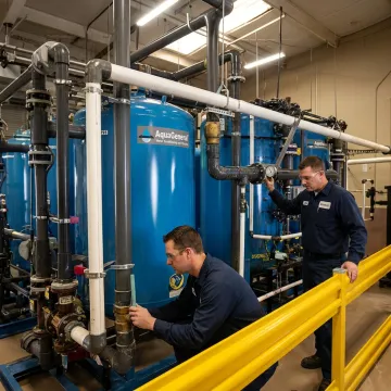 Industrial water treatment equipment in a facility