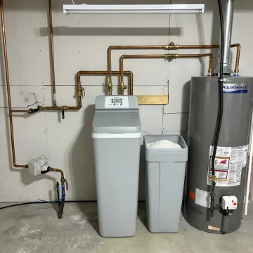 Water softener installation in a Pearland home