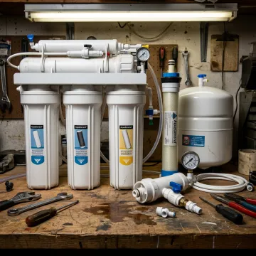 Chloramine-resistant water filtration components