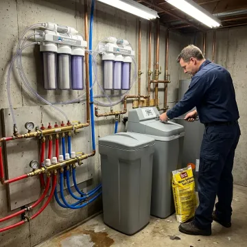 Modern water purification system in a home
