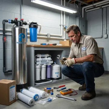 Well water treatment system maintenance