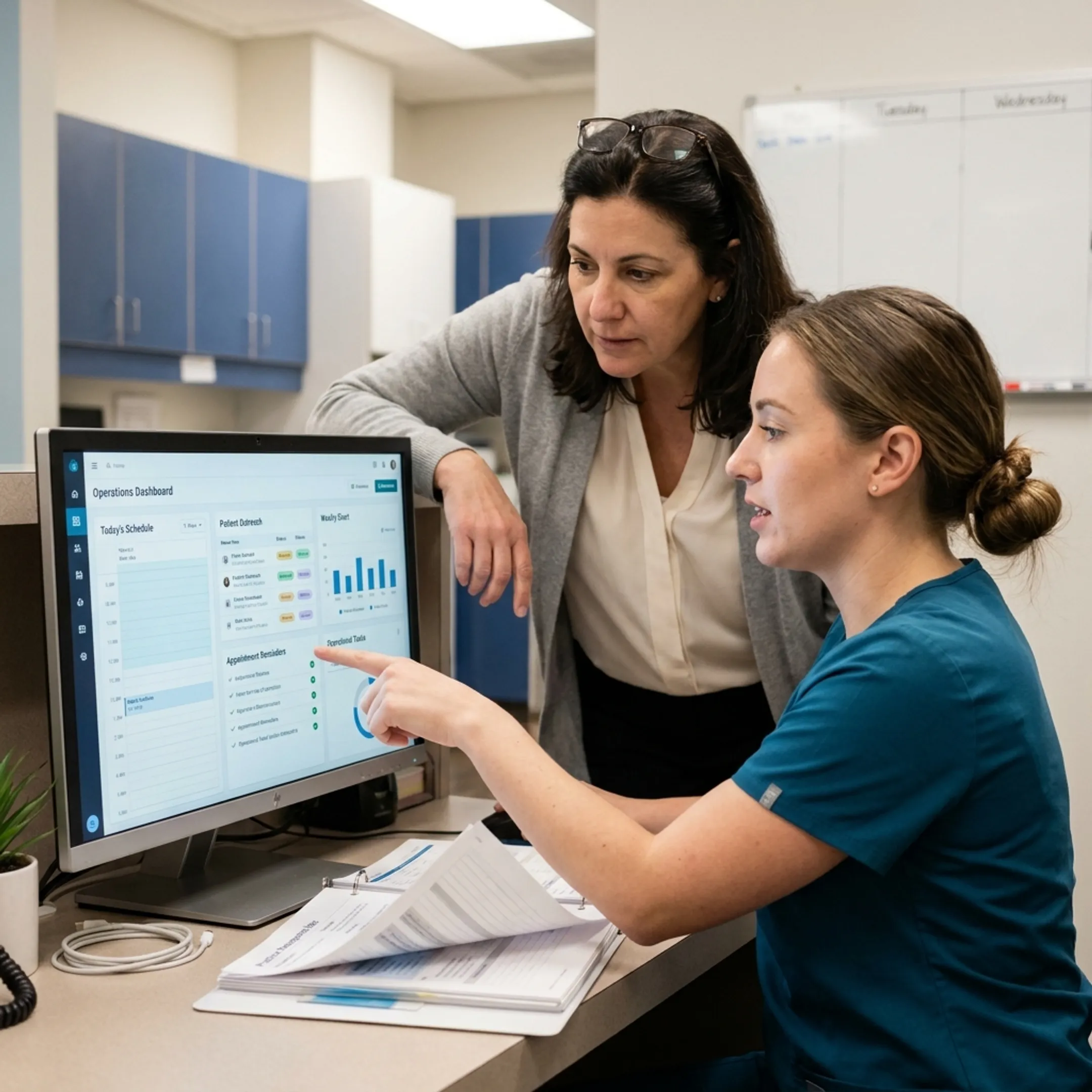 Dental practice team managing connected appointment reminder workflows