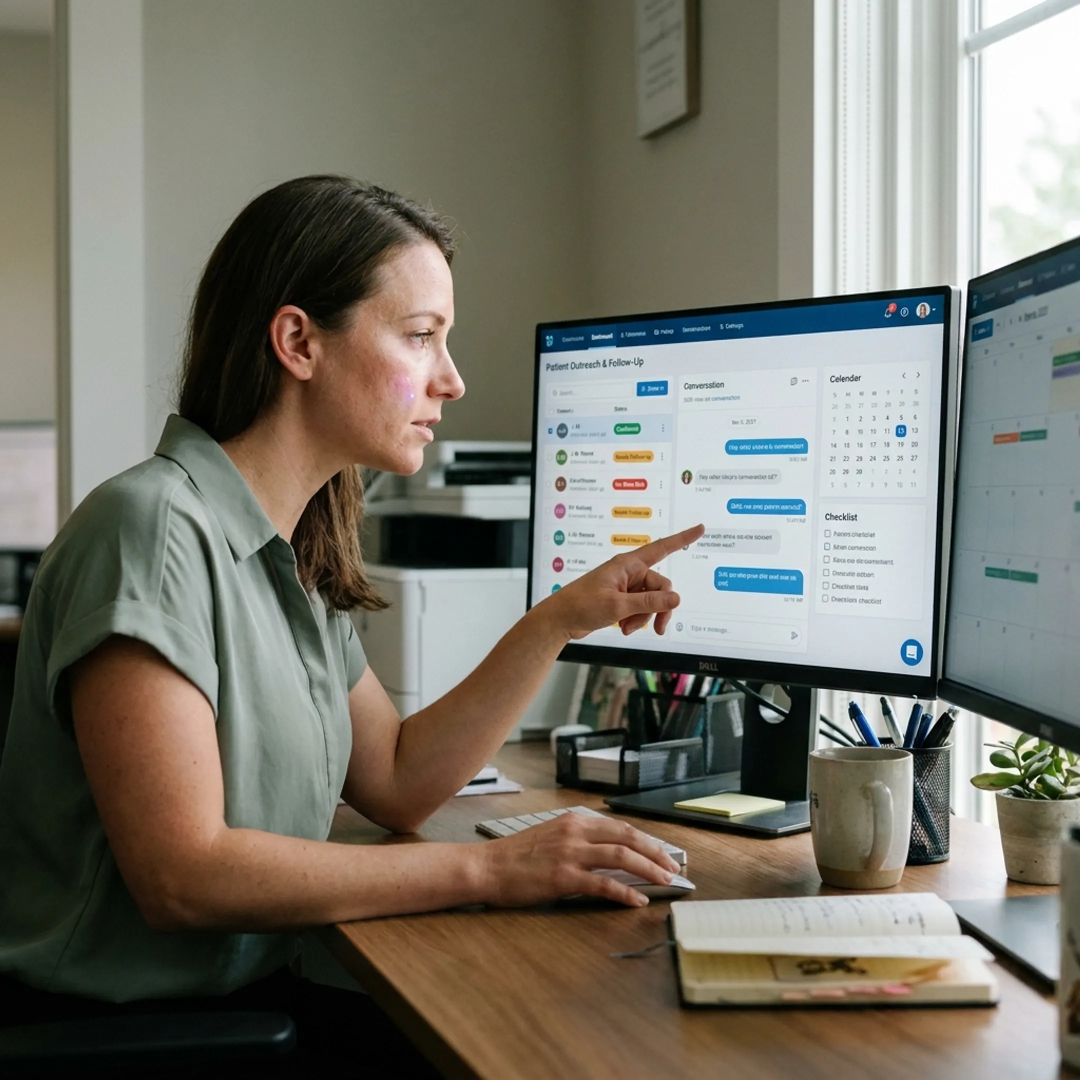 Dental practice manager viewing connected patient communication insights
