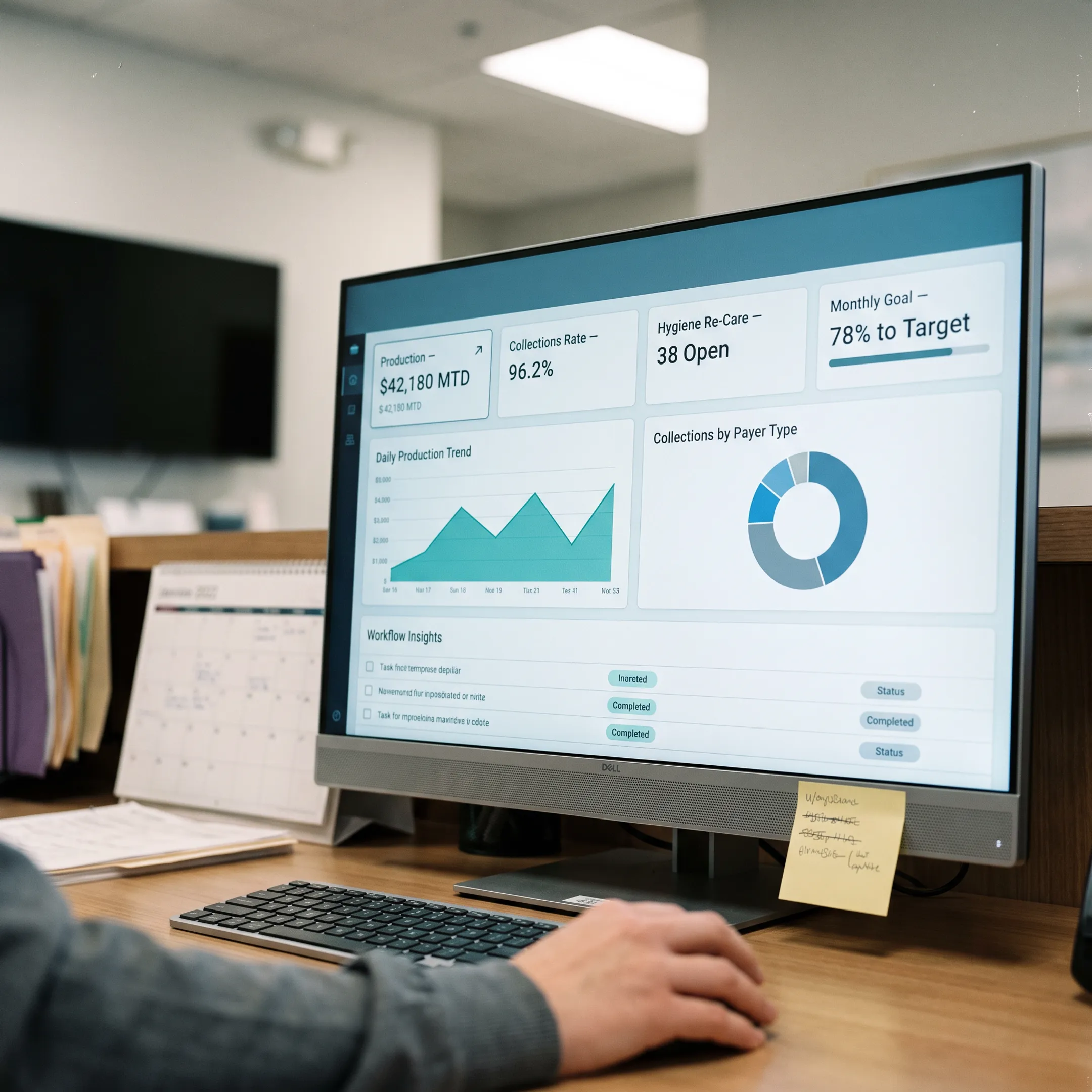 Dental operations dashboard showing performance insights