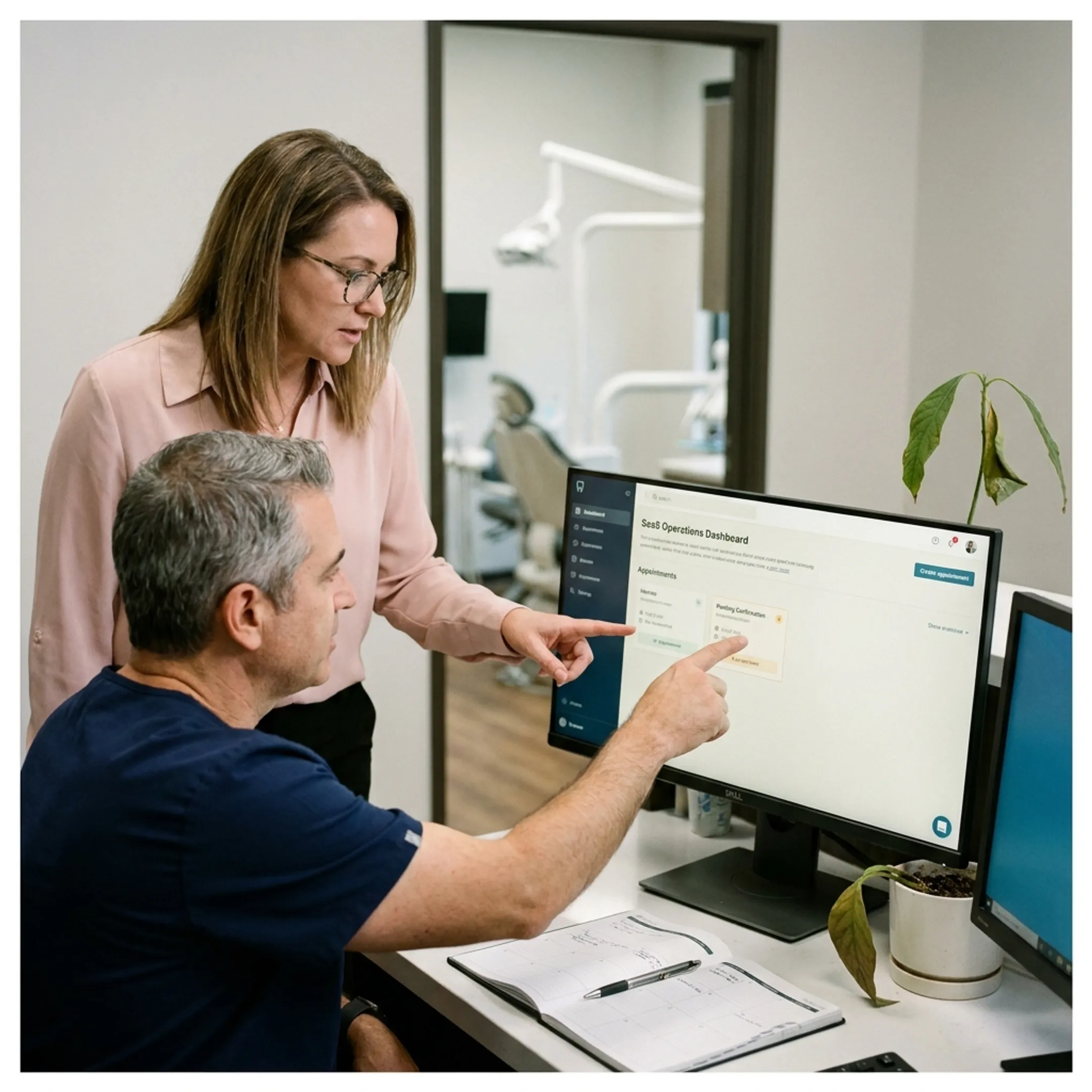 Dental team reviewing AI-supported patient messages and appointment conversations