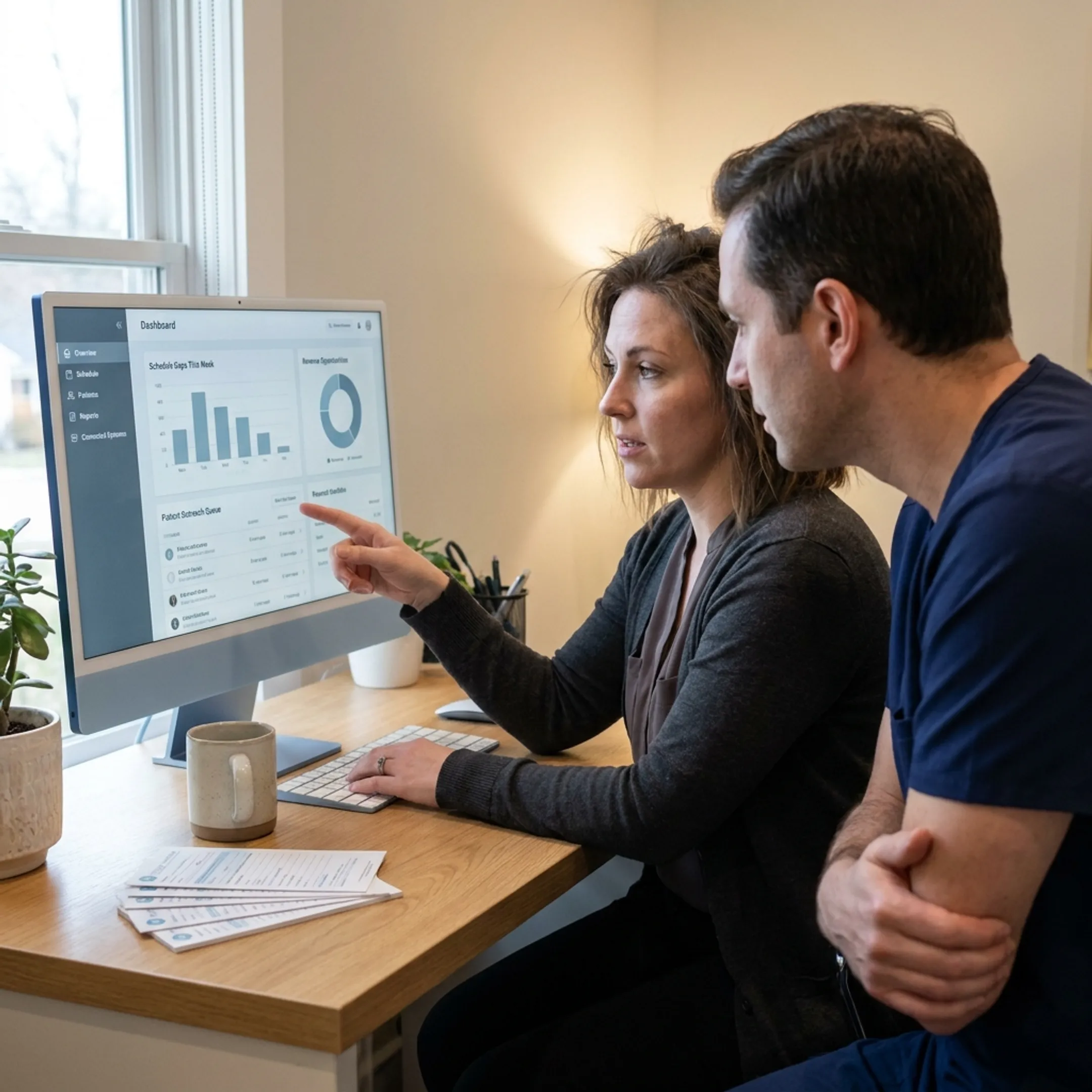 Dental team using connected AI practice intelligence tools