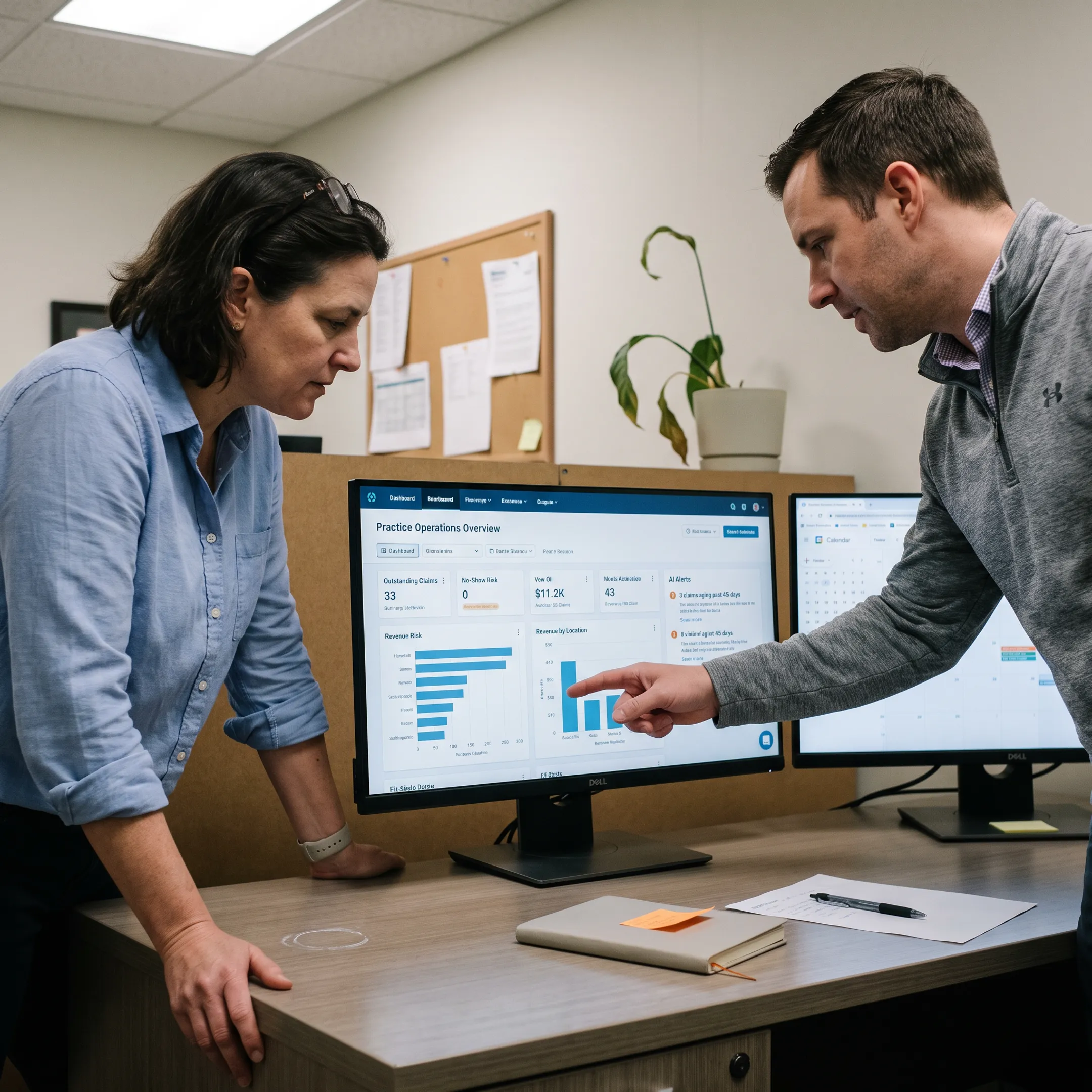 Dental operations team viewing connected practice data and automated workflow recommendations