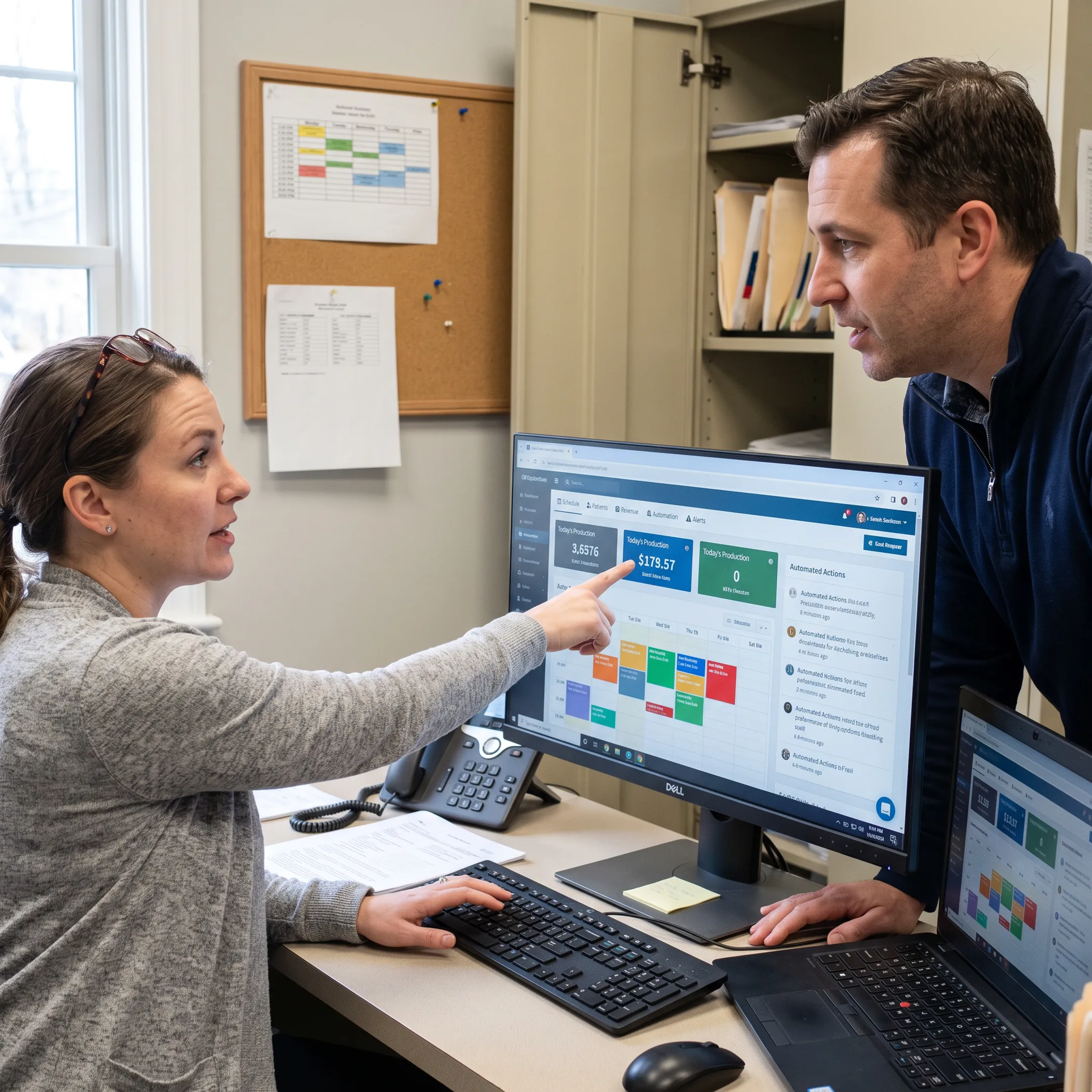 Dental operations team using connected scheduling and analytics software