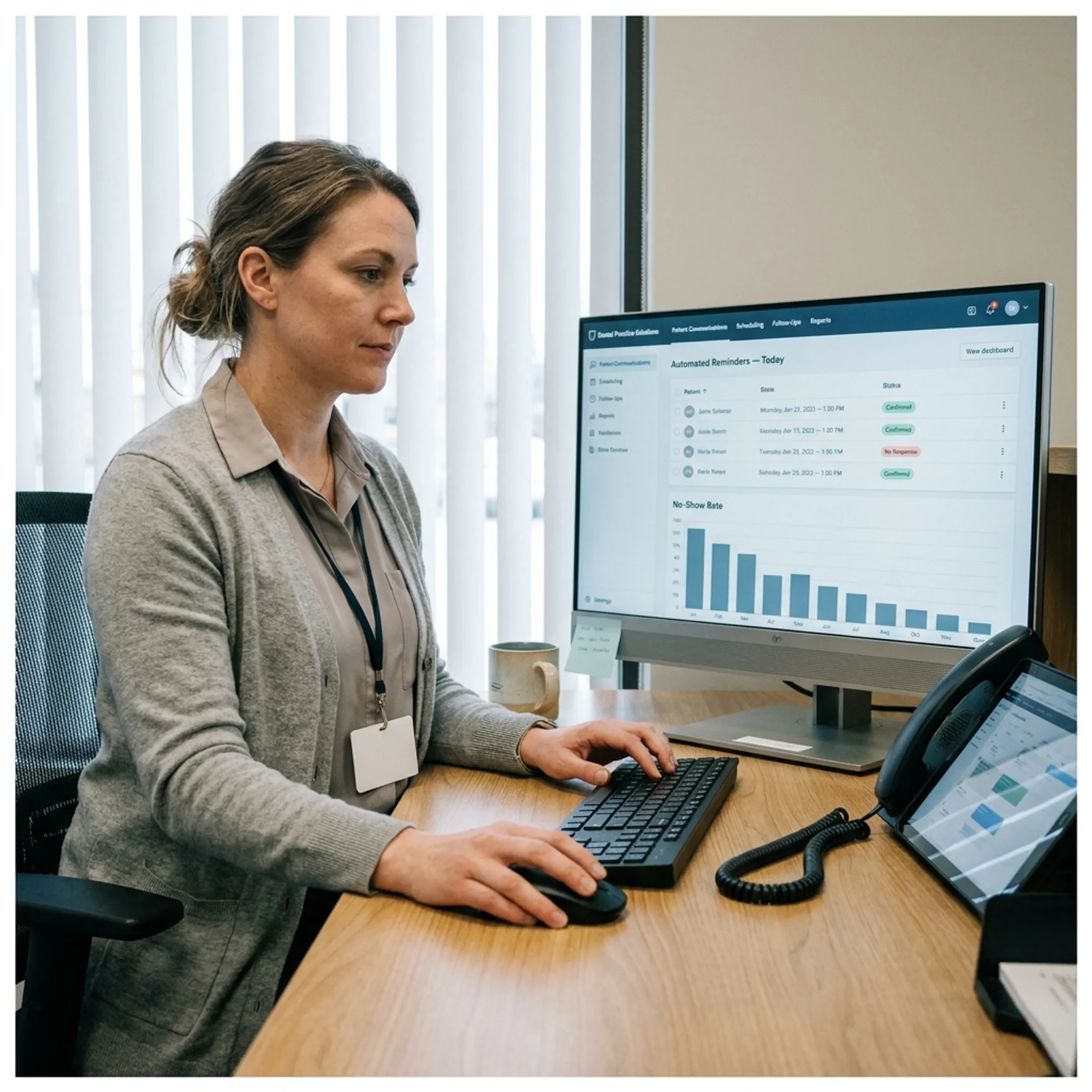 Dental team managing automated reminder calls and patient follow-up