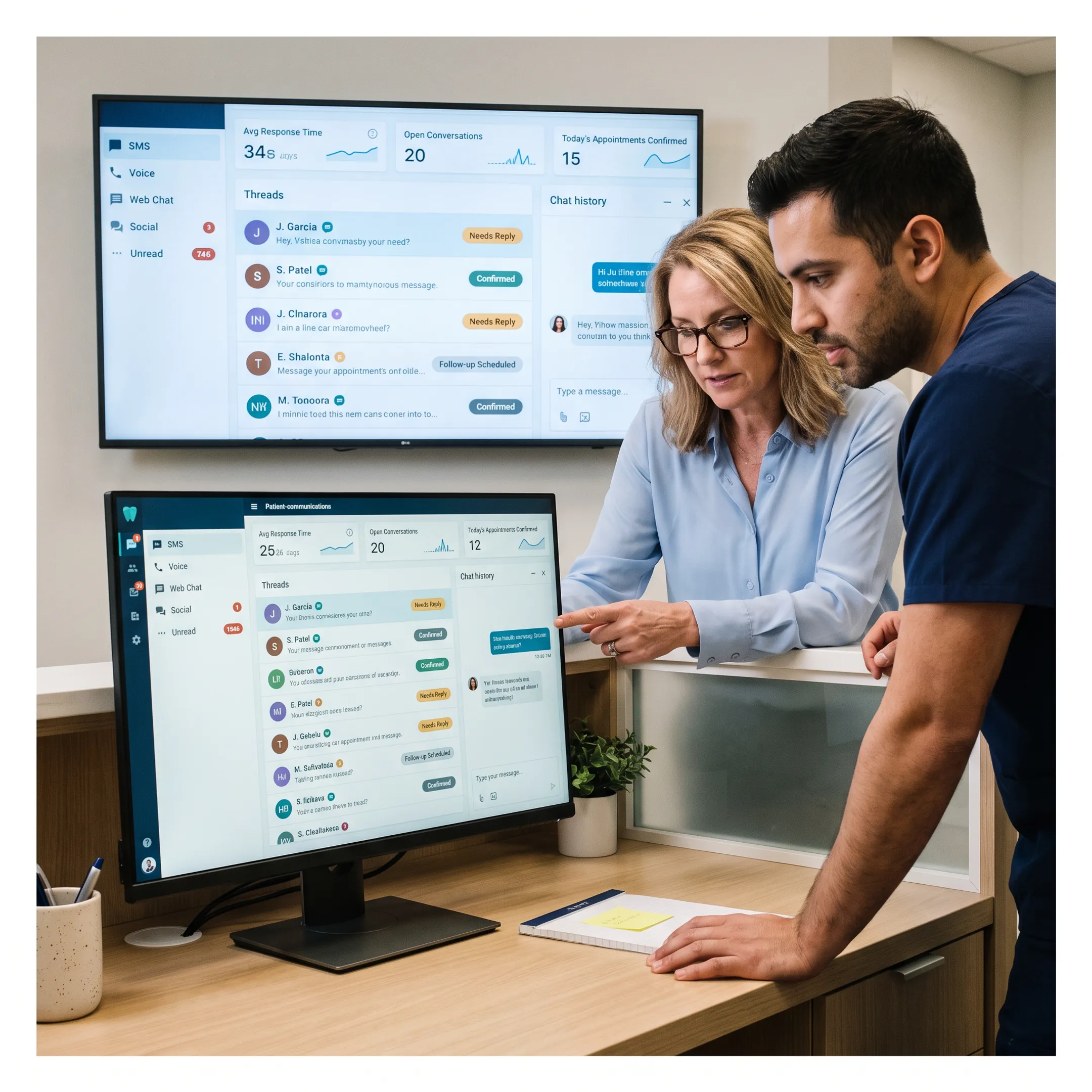 AI chatbot supporting dental patient conversations across multiple channels
