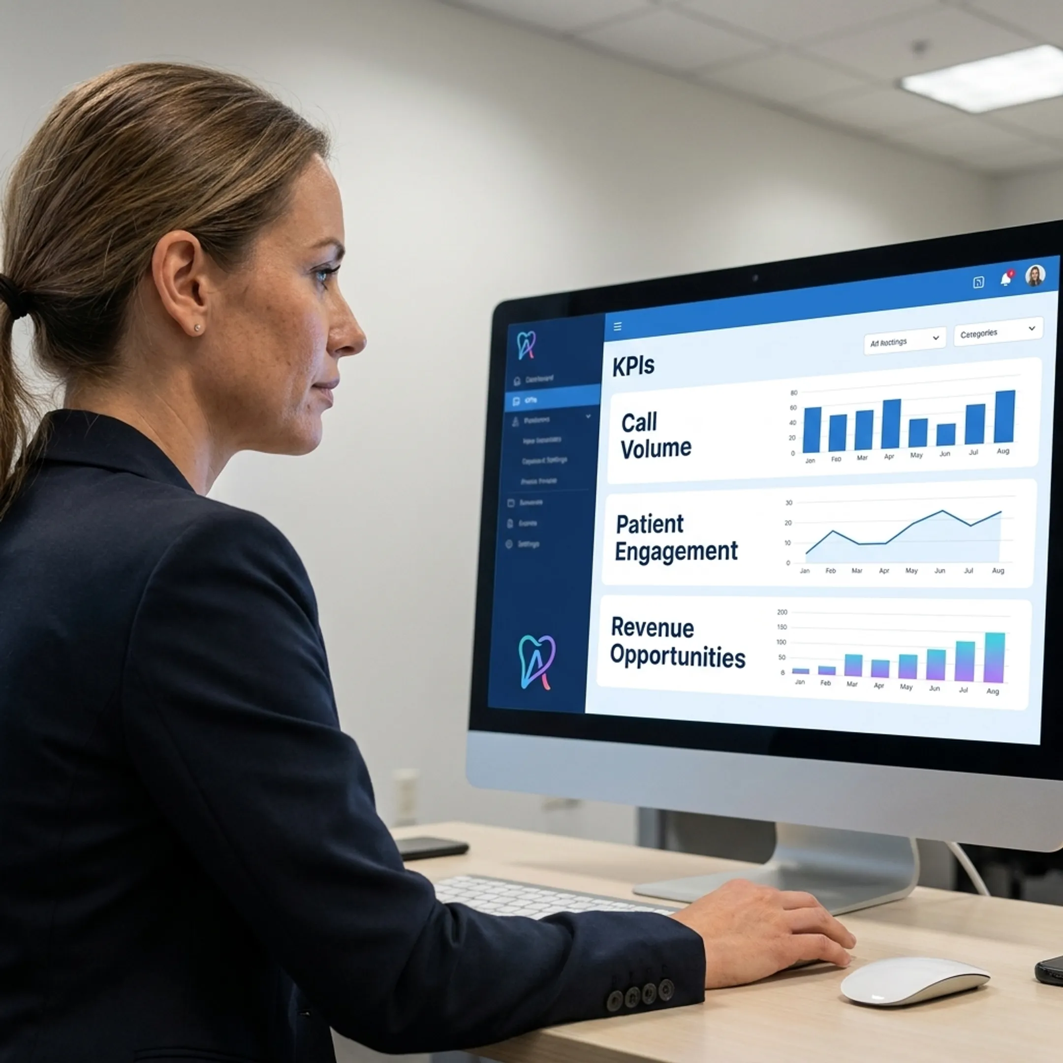 Dental operations leader viewing connected call and patient engagement insights