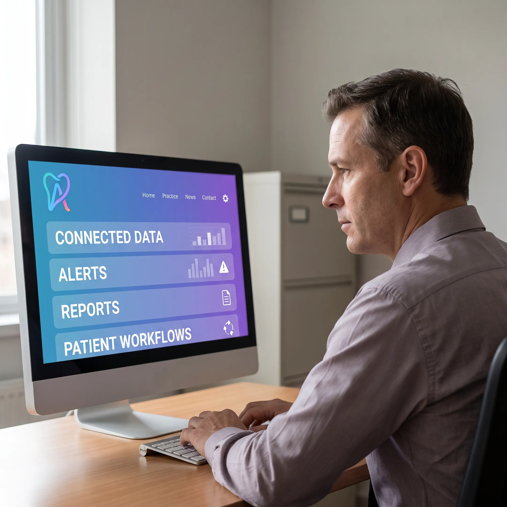 Dental operations manager using connected AI practice management software