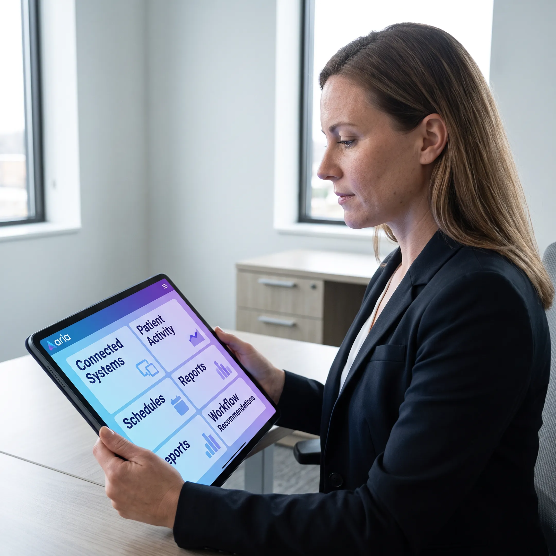 Dental operations leader viewing connected business and patient workflow insights