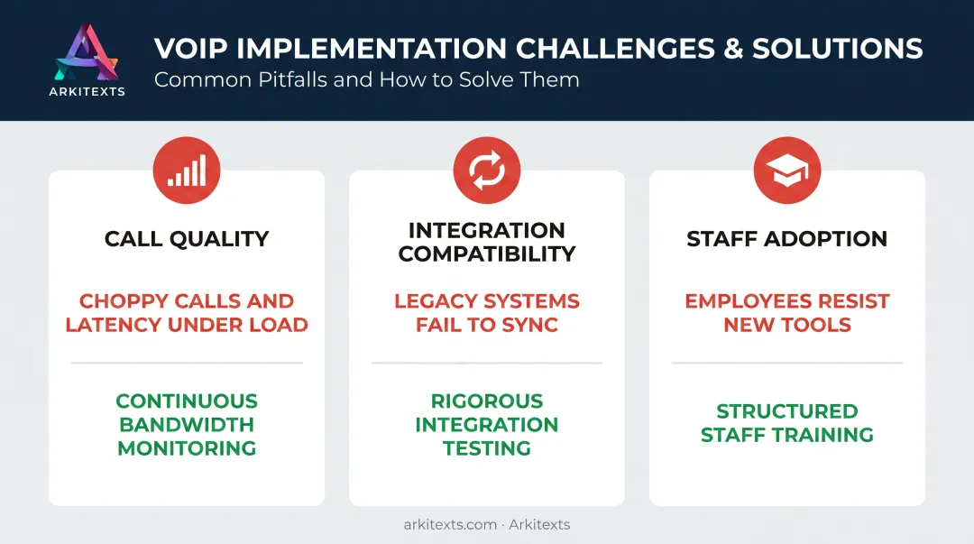 VoIP implementation challenges and solutions for call quality integration adoption