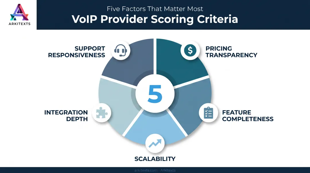 Five scoring factors used to evaluate small business VoIP providers