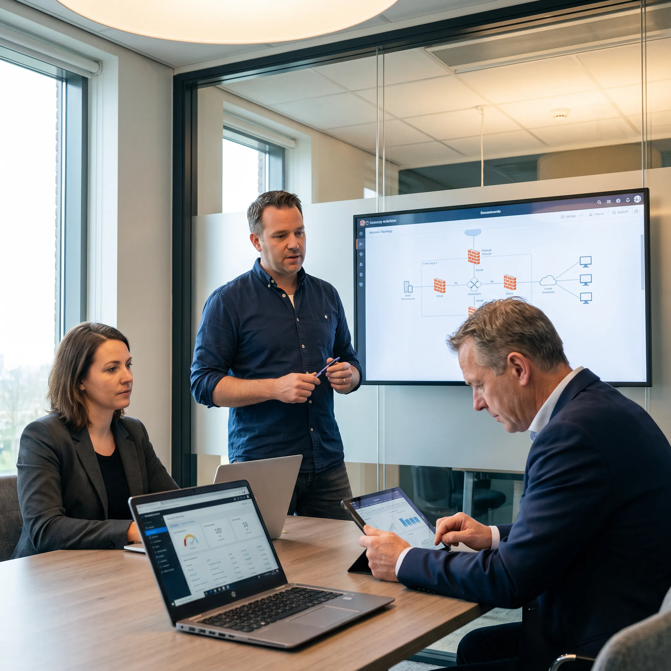 Business team planning cyber security strategy