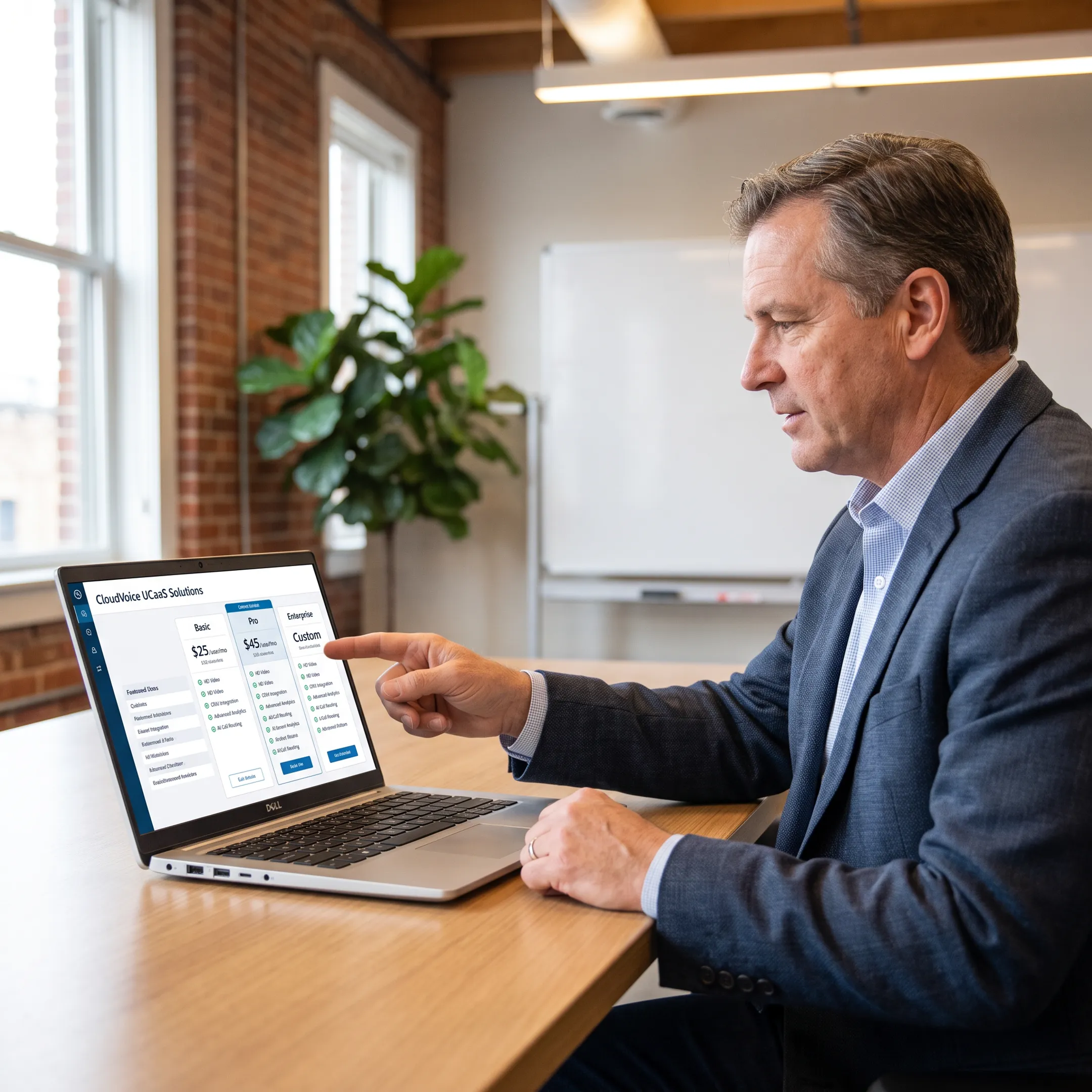 Advisor reviewing virtual phone system options