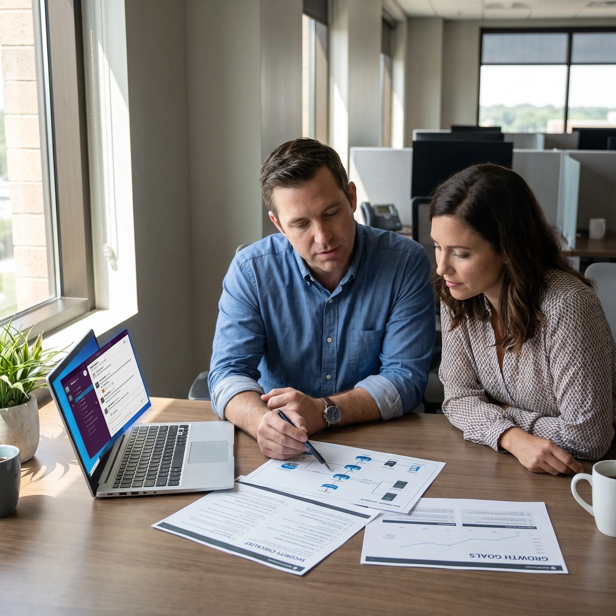 Advisor reviewing a business technology plan