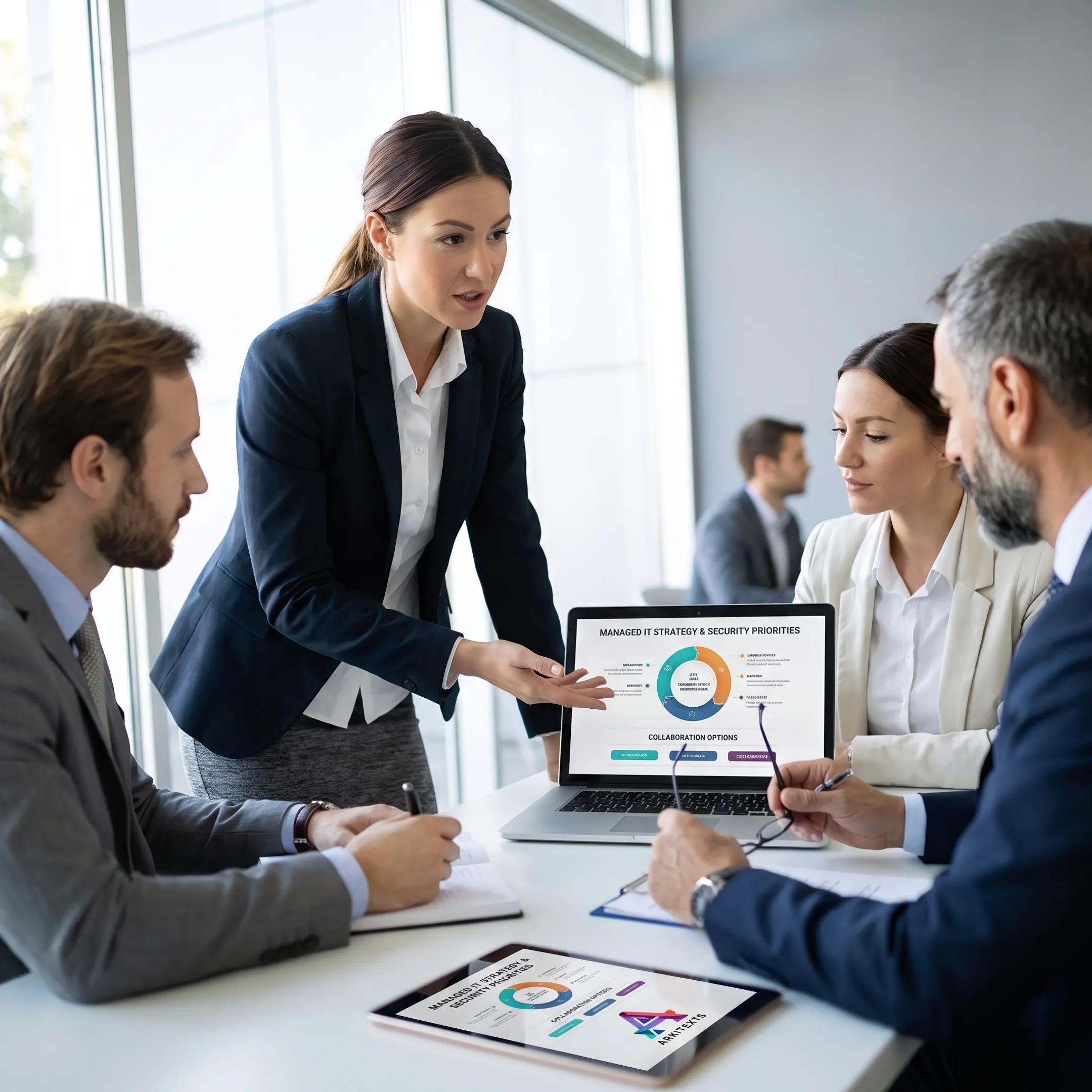 Consultant discussing managed IT strategy with a client