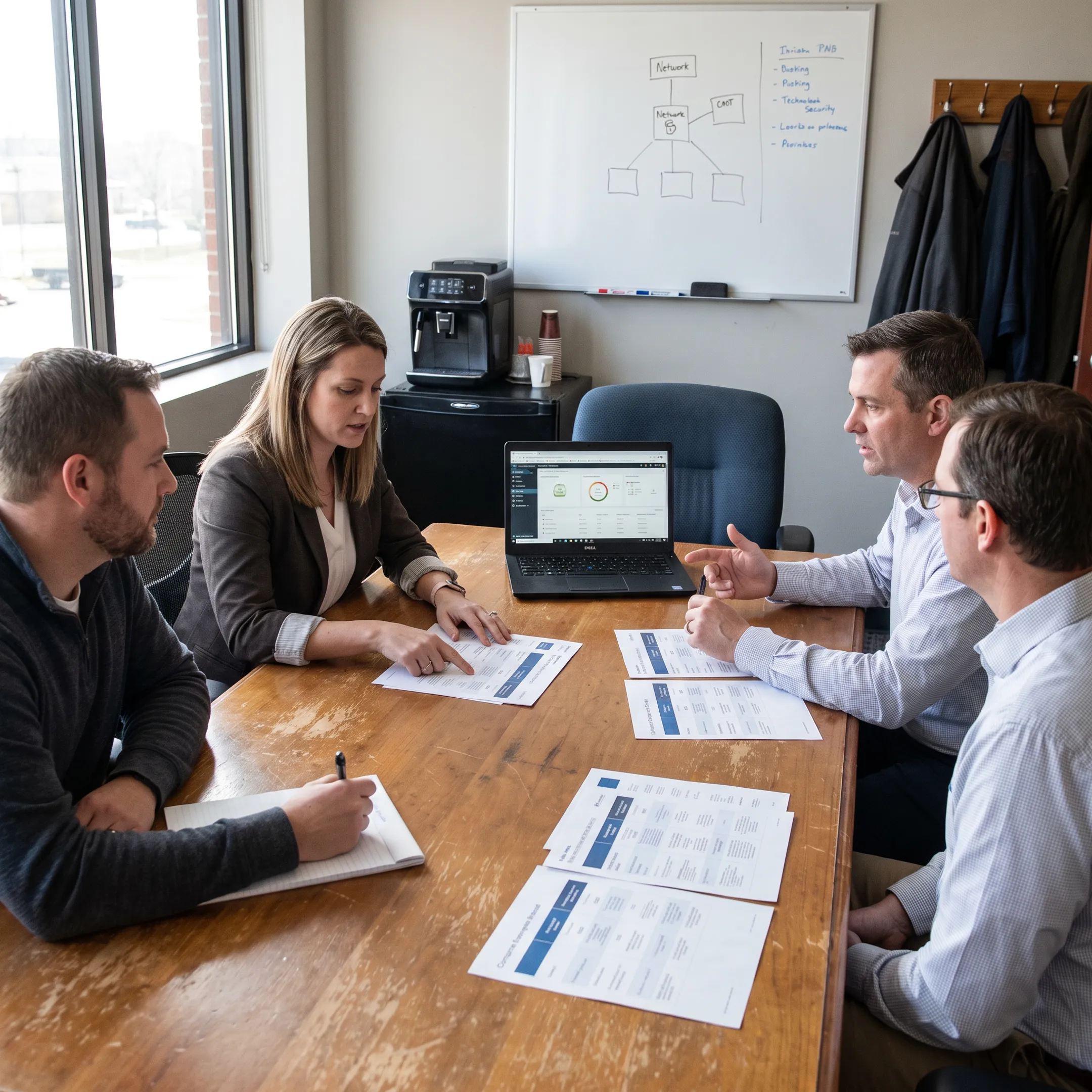 Business team discussing managed IT options