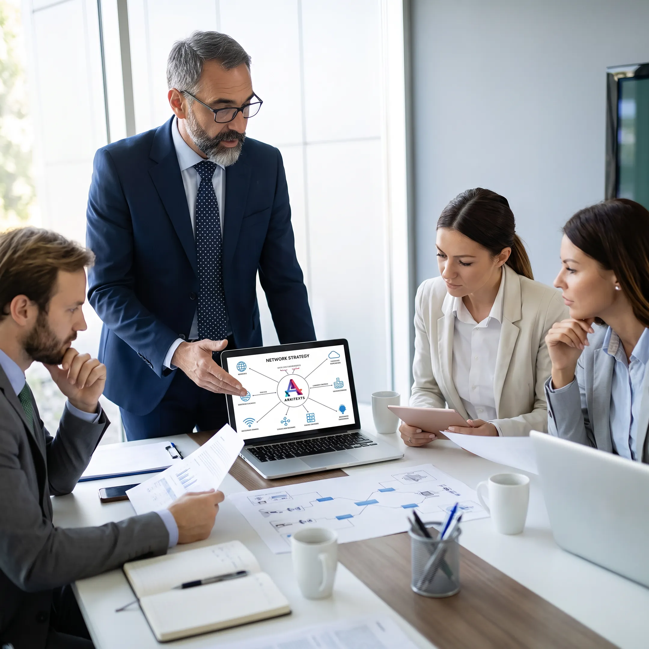 Advisor explaining a network strategy