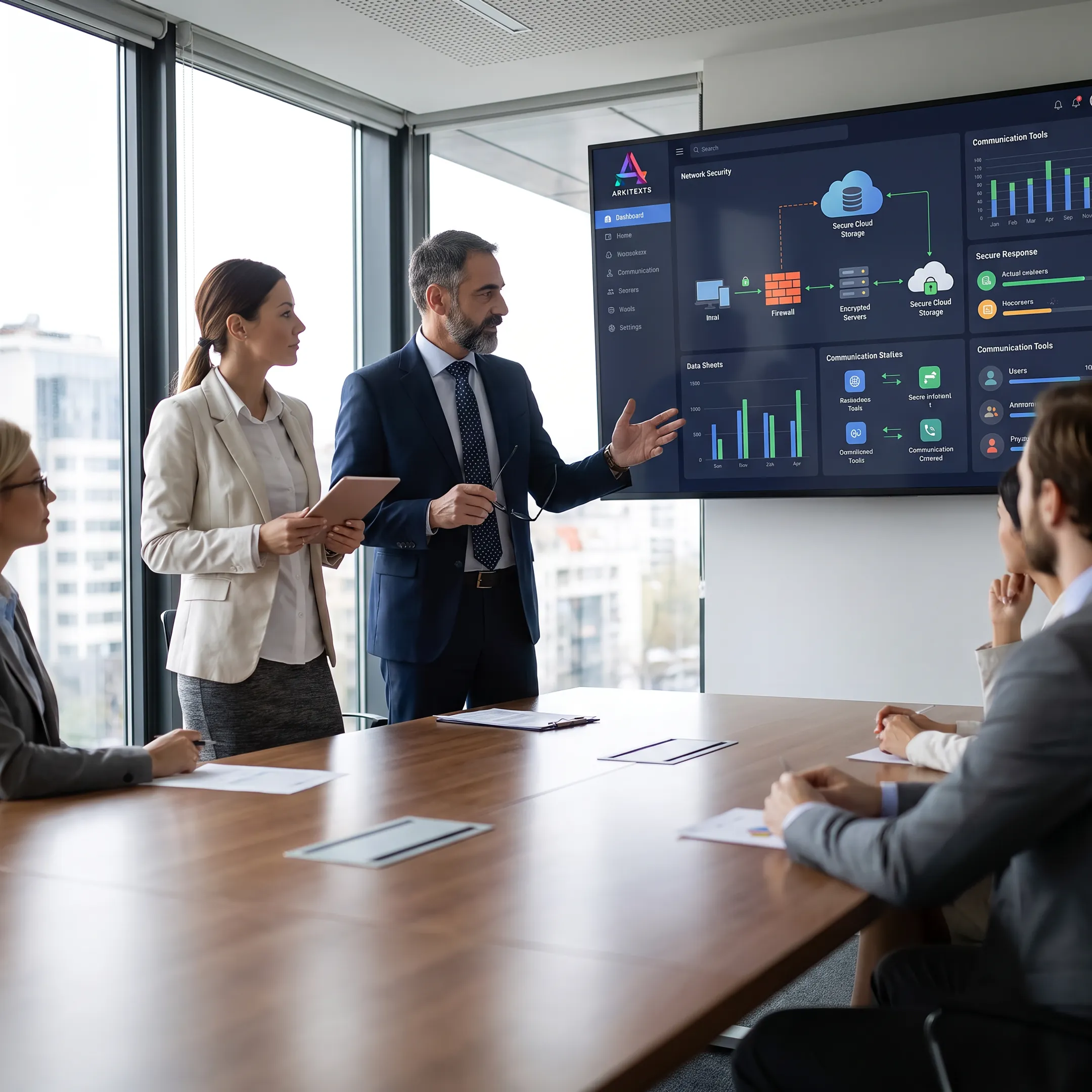 IT advisor discussing secure systems with legal team
