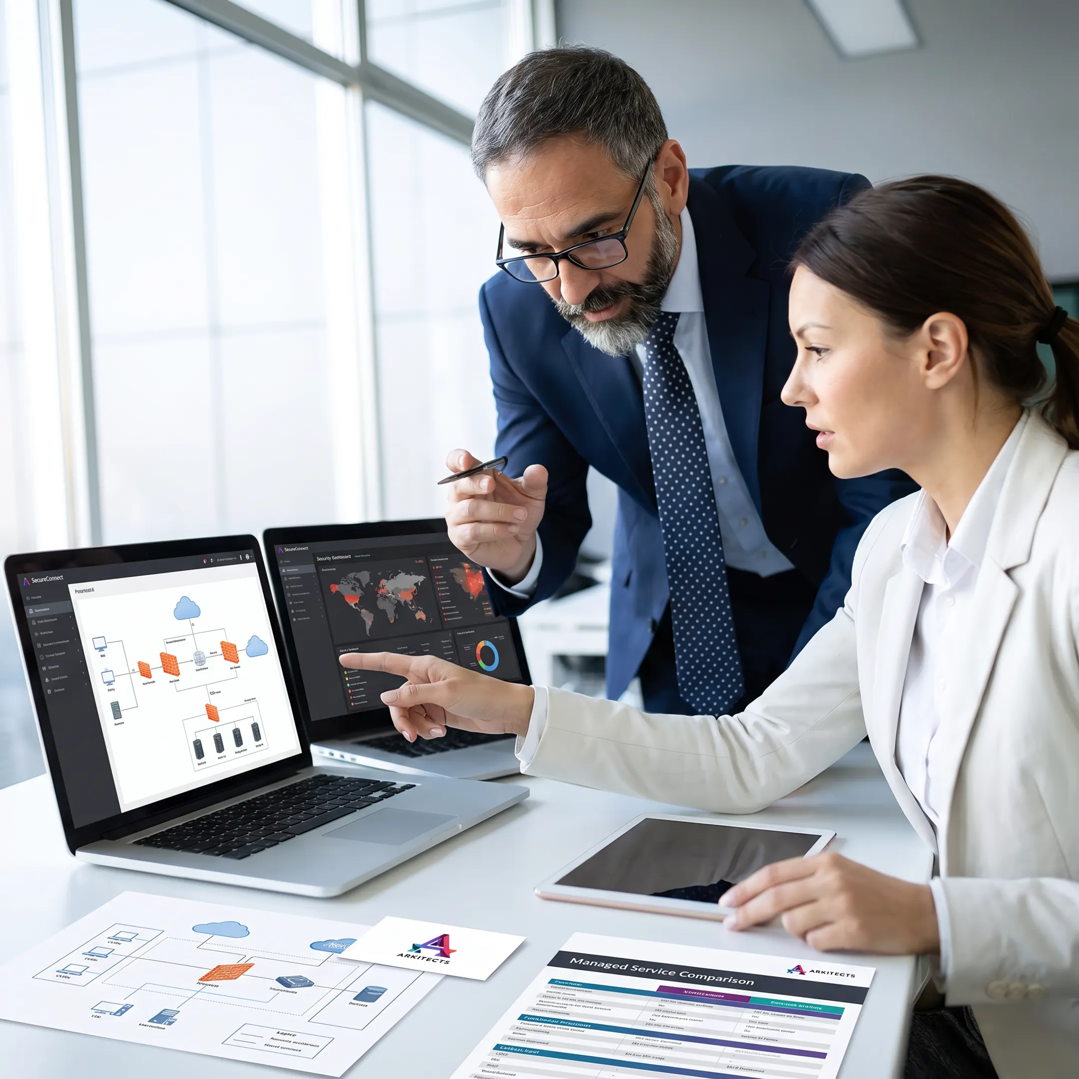 Business leaders reviewing managed IT options