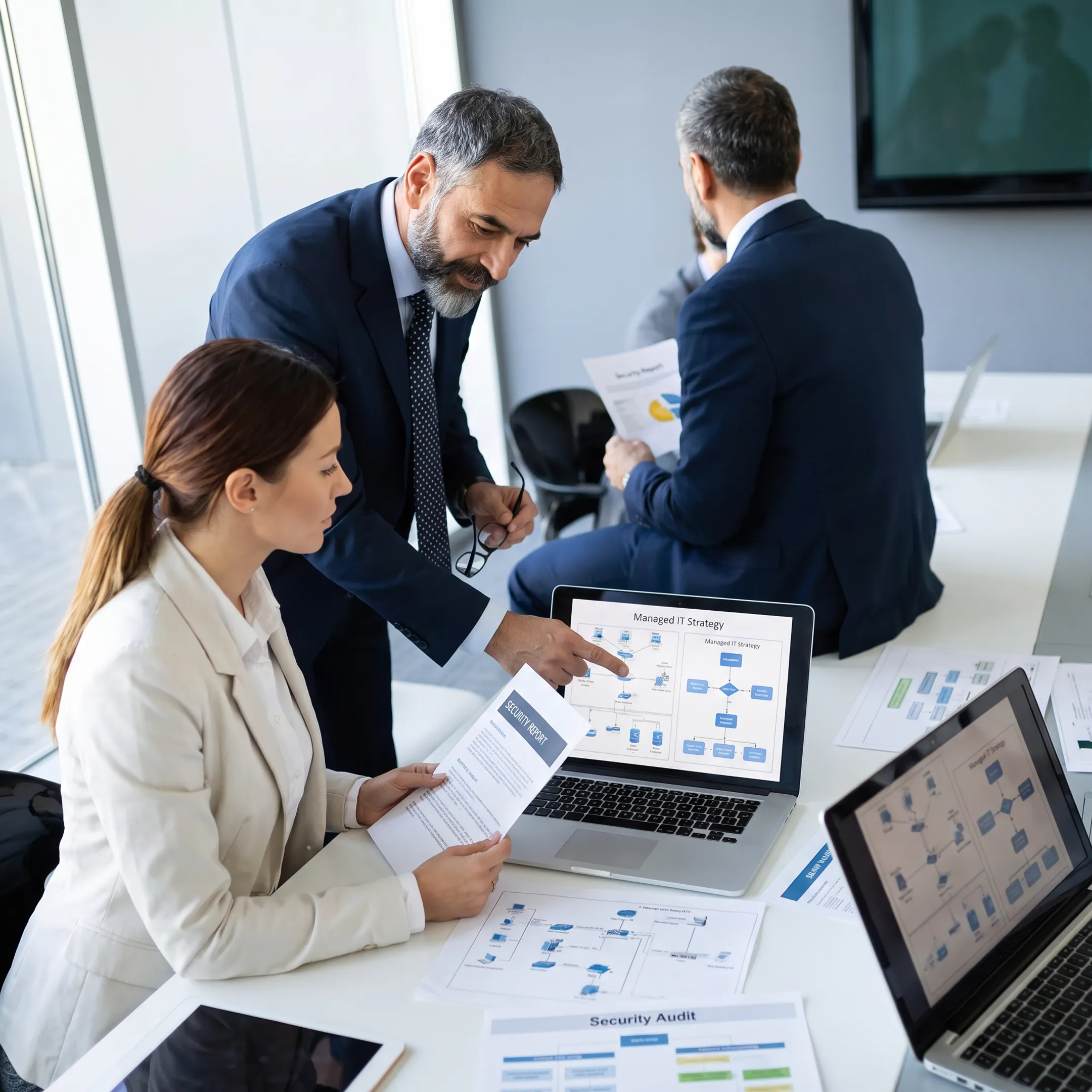 Business leaders reviewing a managed IT strategy