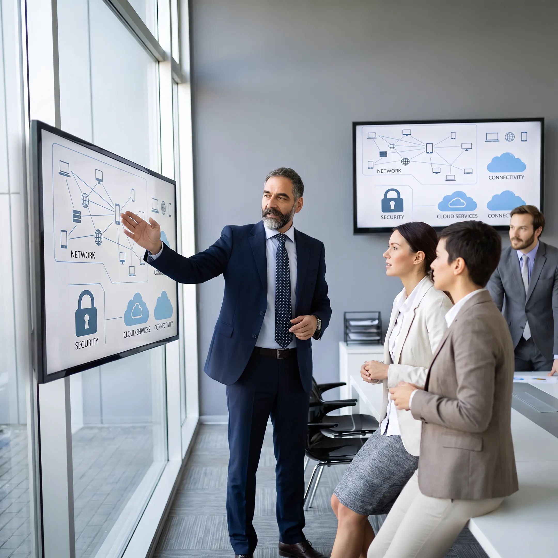 Business team comparing IT service options