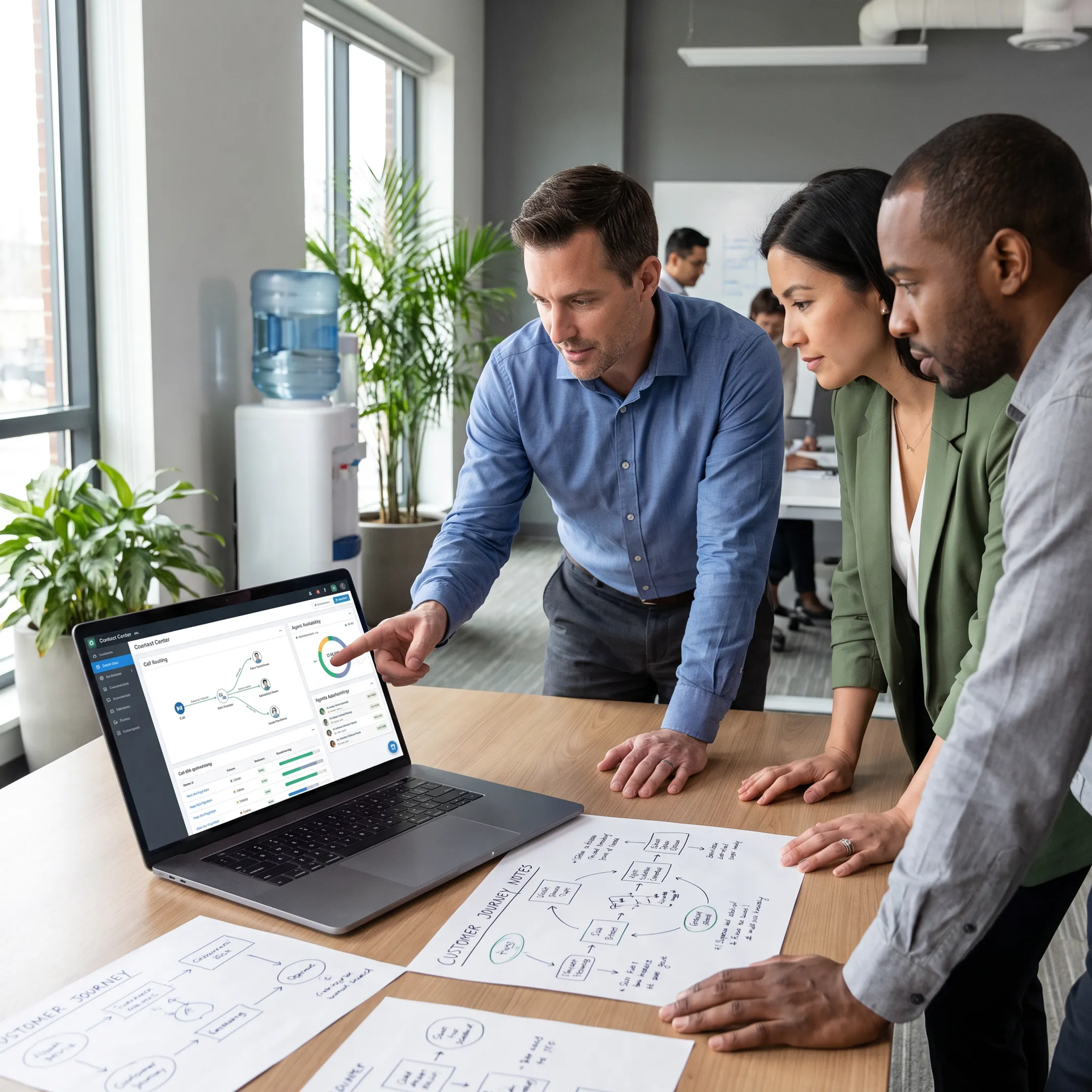Advisor reviewing contact center platform options