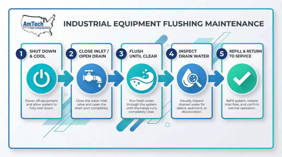 5-step stainless steel hot water tank flushing and sediment removal process flow