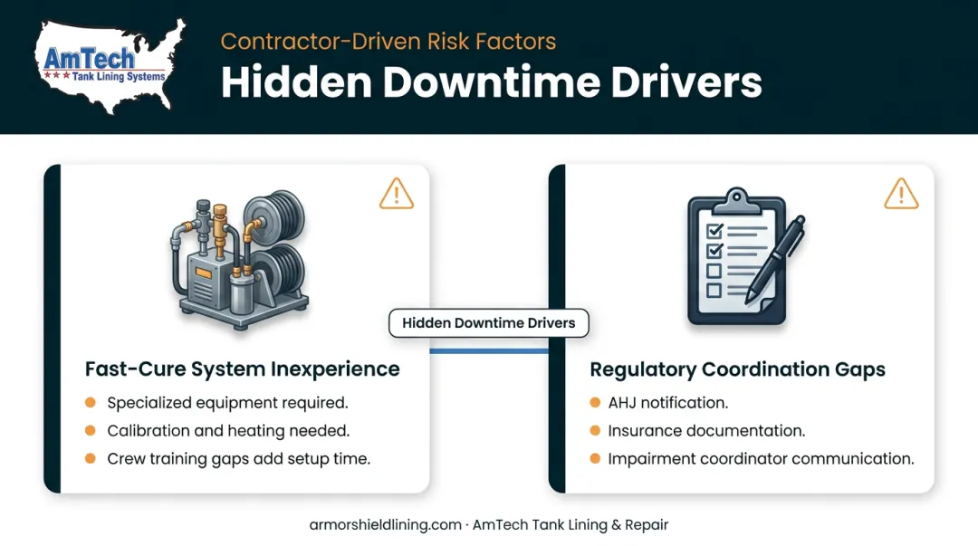 Two key contractor capability gaps causing extended fire tank relining downtime
