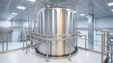 Stainless steel 316L hot water storage tanks in food processing or pharmaceutical facility
