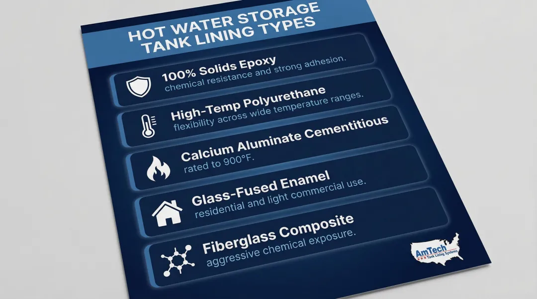 Five common interior hot water storage tank lining materials and their applications