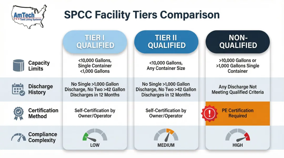 SPCC facility tier compliance comparison chart self-certify versus engineer certification requirements