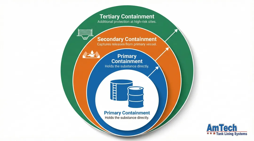 Three-tier containment hierarchy diagram primary secondary and tertiary layers