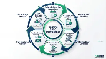 6-step ongoing SPCC secondary containment maintenance compliance checklist process flow