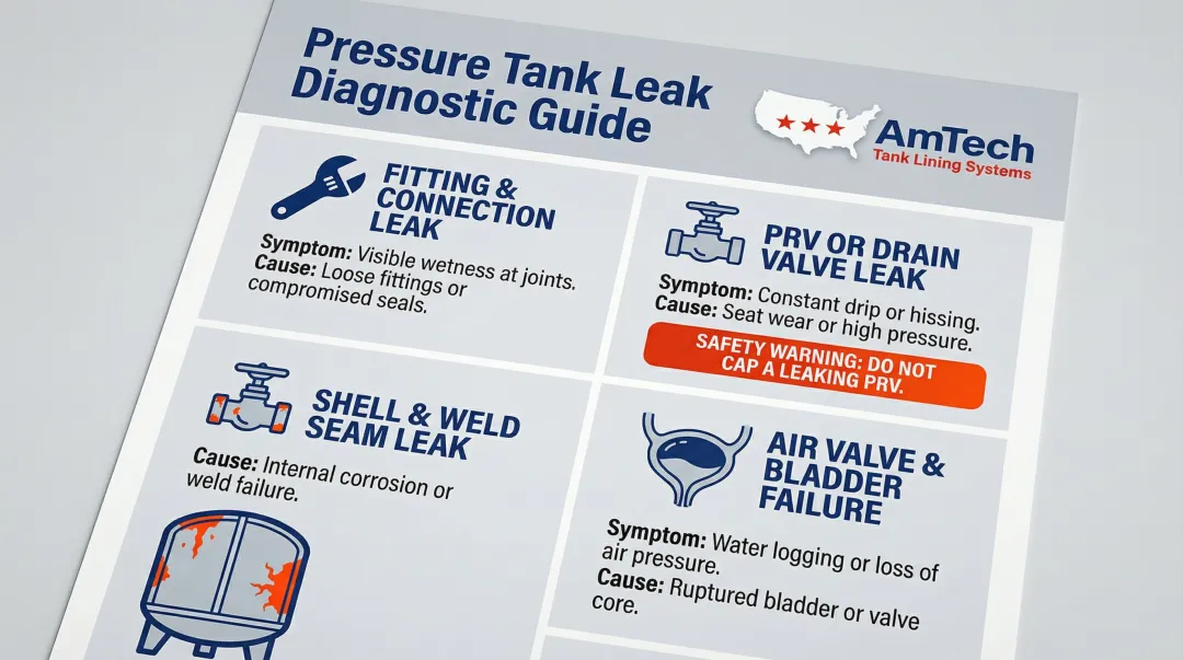 Four common pressure tank leak types causes and symptoms identification guide