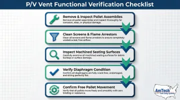 5-step P/V vent maintenance inspection procedure for fuel storage tanks