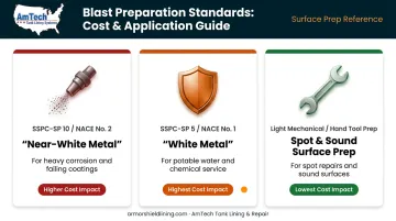 Three-tier blast standard comparison chart for bolted tank surface preparation