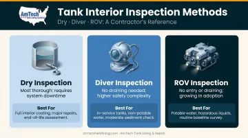 Three fire suppression tank interior inspection methods dry diver and ROV compared