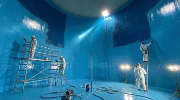 Professional internal tank relining application creating continuous monolithic protective coating barrier