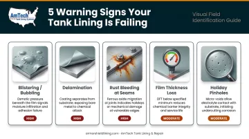 Bolted tank coating failure warning signs visual identification guide infographic